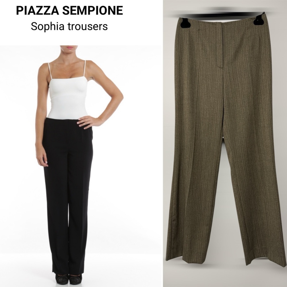 PIAZZA SEMPIONE Sophia Wool Stripes Down Pants